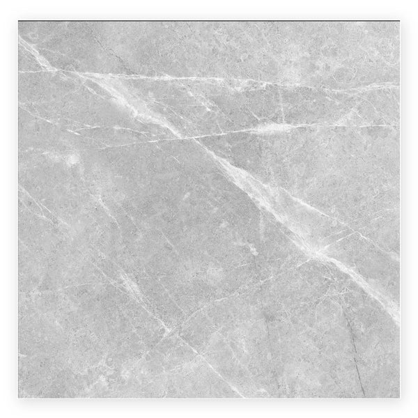 Pietra Smoke Marble-Look Tile shown on a white background