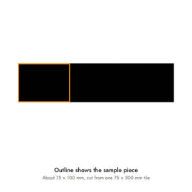 Sample size for Studio Ink Subway Tile: the outlined piece is about 75 × 100 mm, cut from one 75 × 300 mm tile.