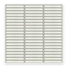 Studio White Finger tile sheet: a sheet of white gloss finger tiles in three columns of stacked rectangles, shown flat on a white background.