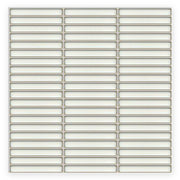 Studio White Finger Mosaic Tile: a sheet of white gloss finger tiles in three columns of stacked rectangles, shown flat on a white background.