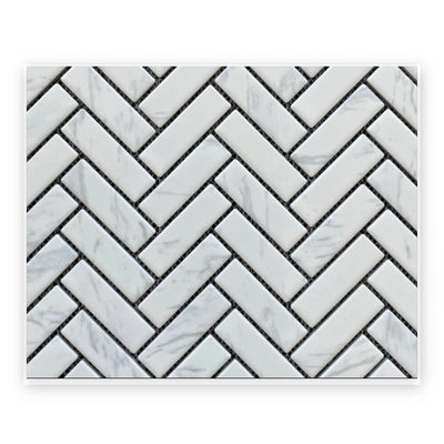 Carrara Herringbone Mosaic Tile