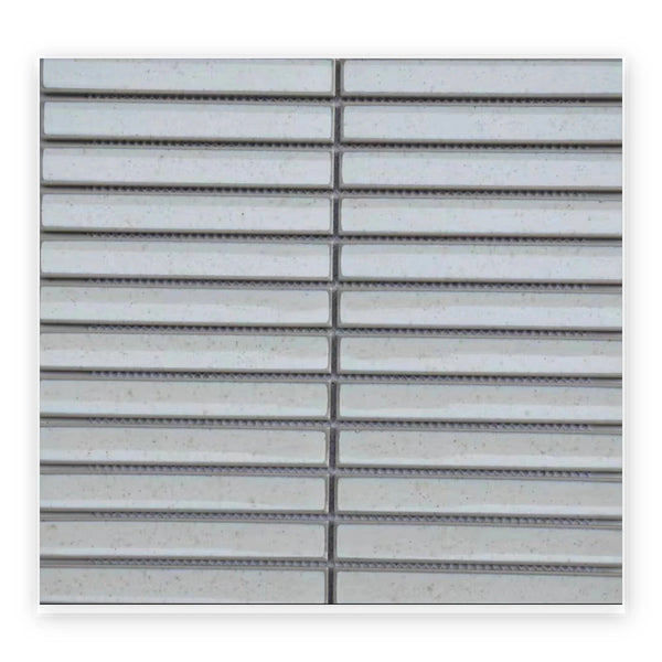 Carrara White Strip Mosaic Tile shown on a white background
