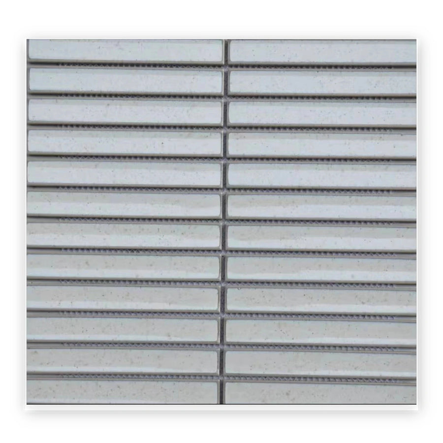 Carrara White Strip Mosaic Tile shown on a white background