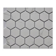 Carrara Hexagon Mosaic Tile shown on a white background