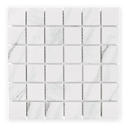 Carrara Square Mosaic Tile shown on a white background