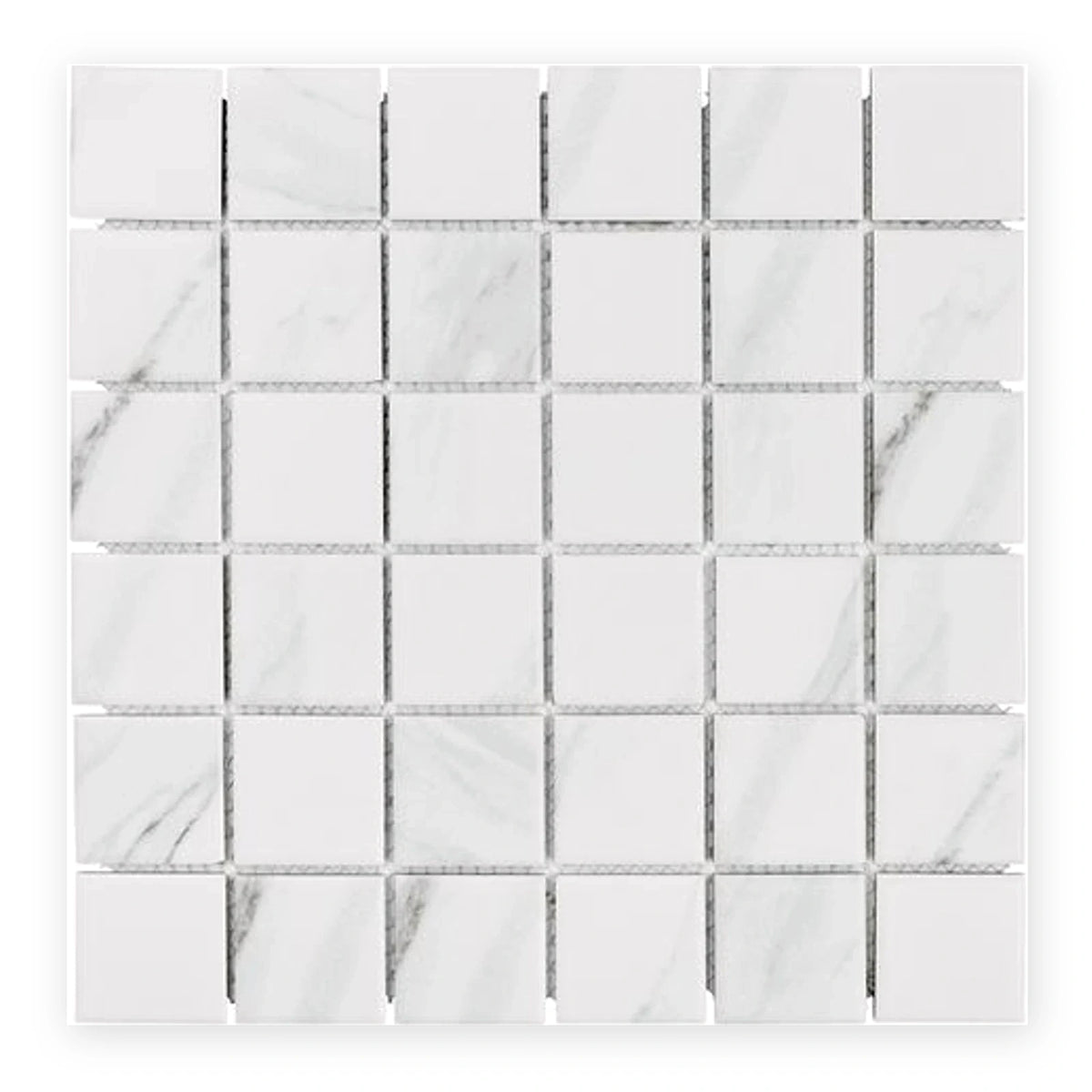 Carrara Square Mosaic Tile shown on a white background