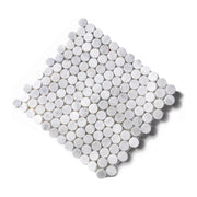 Carrara Round Mosaic Tile shown on a white background