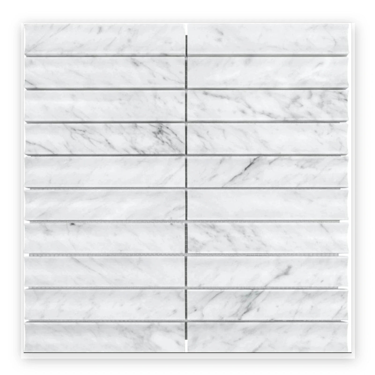 Carrara Stack Mosaic Tile shown on a white background