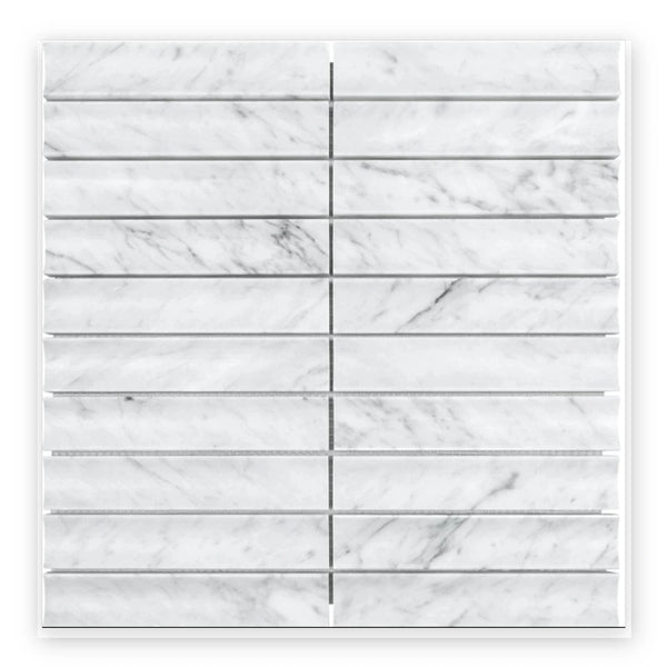 Carrara Stack Mosaic Tile shown on a white background