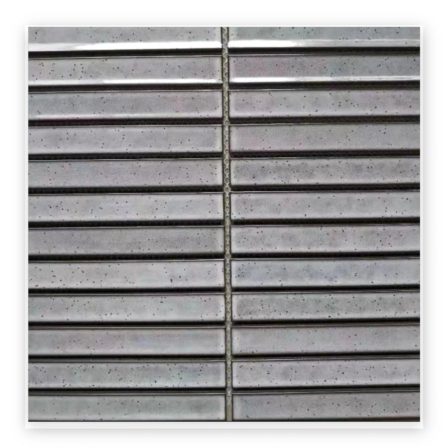 Studio Graphite Strip Mosaic Tile shown on a white background