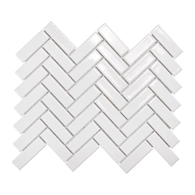 Studio White Herringbone Mosaic Tile