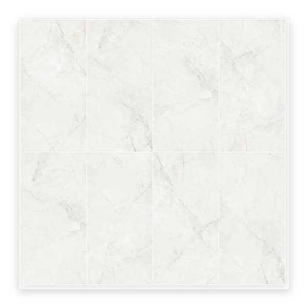 Pietra Perla Marble-Look Tile shown on a white background