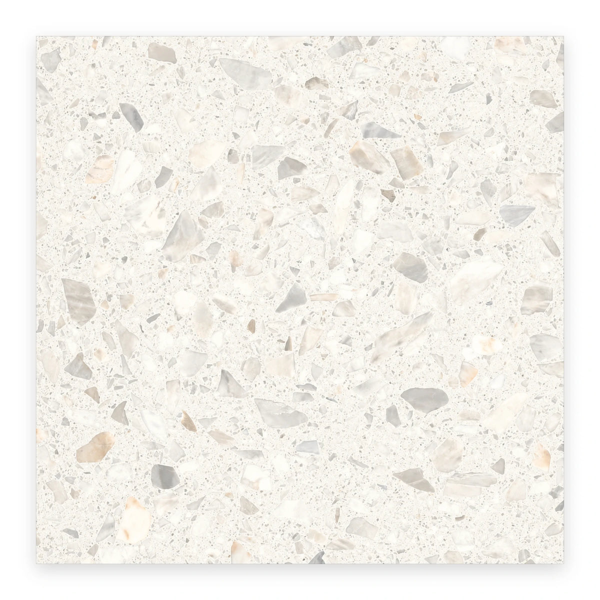 Haven White Terrazzo-Look Tile shown on a white background