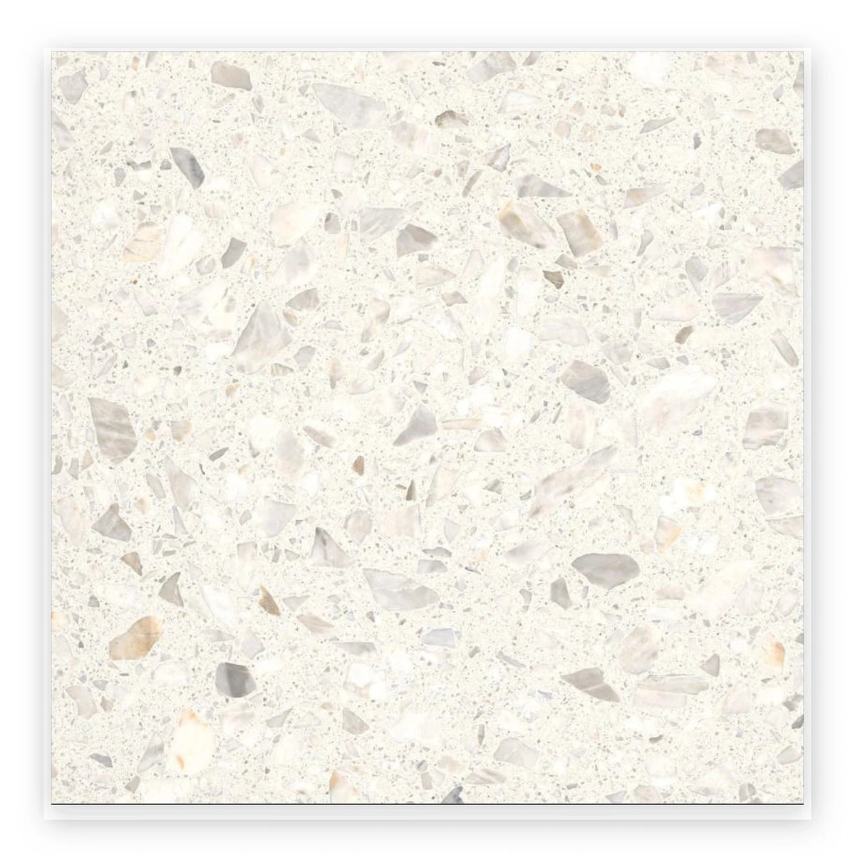 Haven White Terrazzo-Look Tile shown on a white background