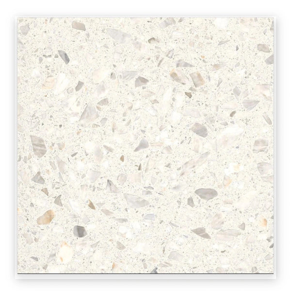 Haven White Terrazzo-Look Tile shown on a white background