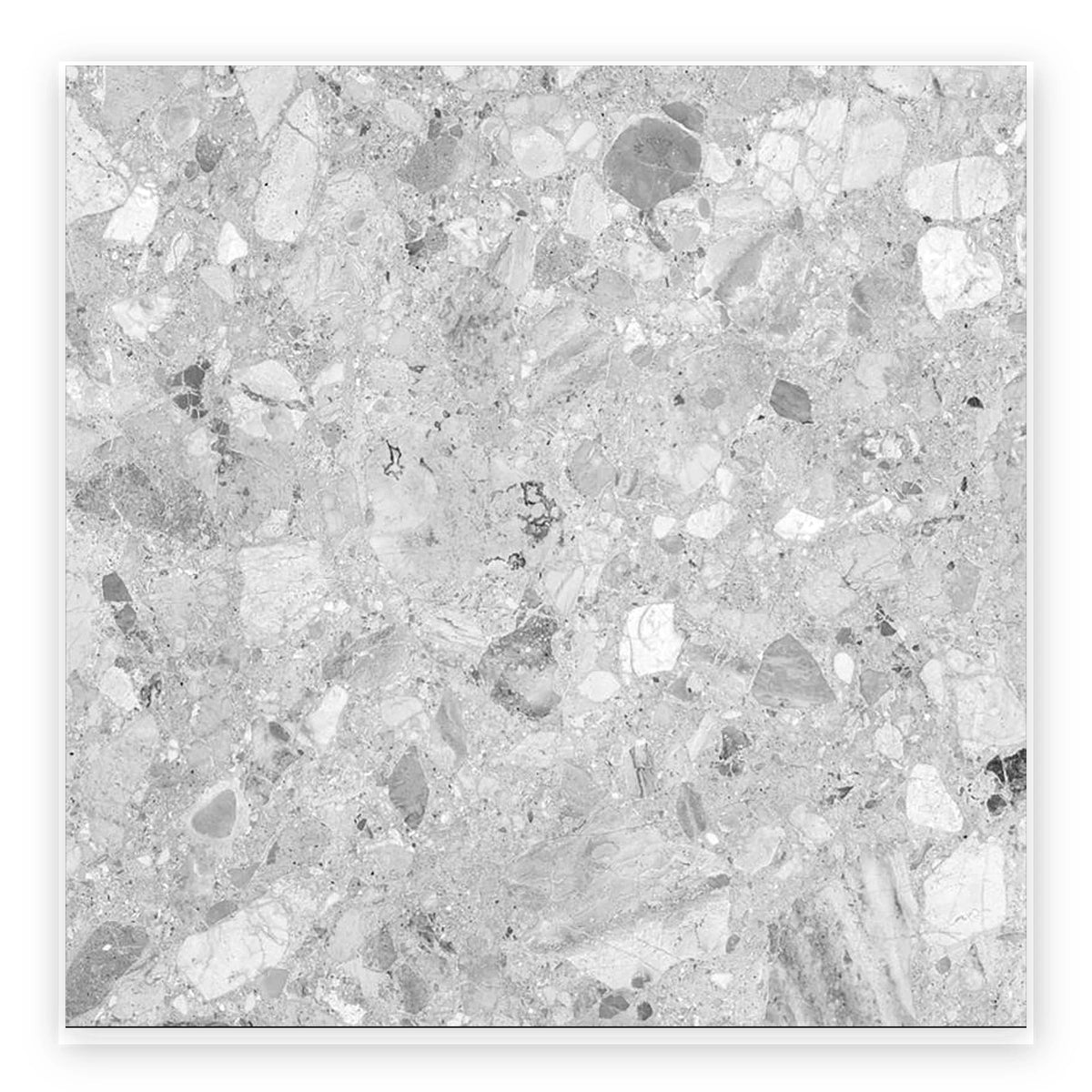 Haven Grey Terrazzo-Look Tile shown on a white background