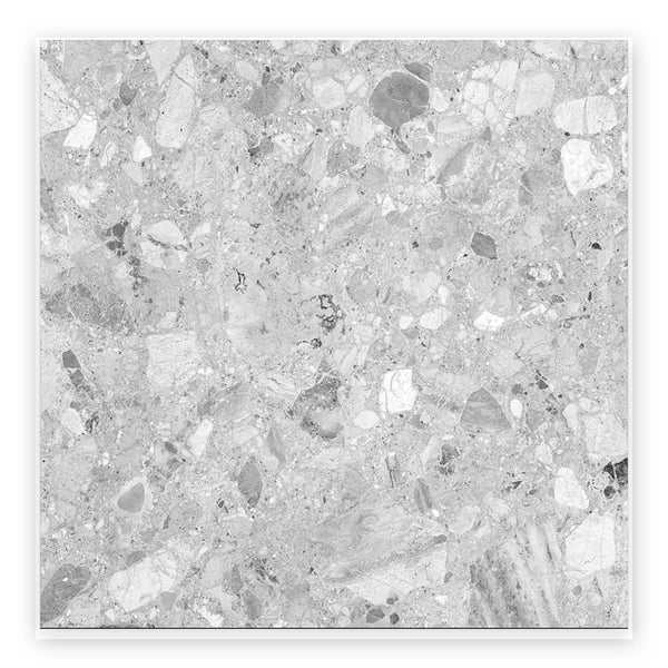 Haven Grey Terrazzo-Look Tile shown on a white background