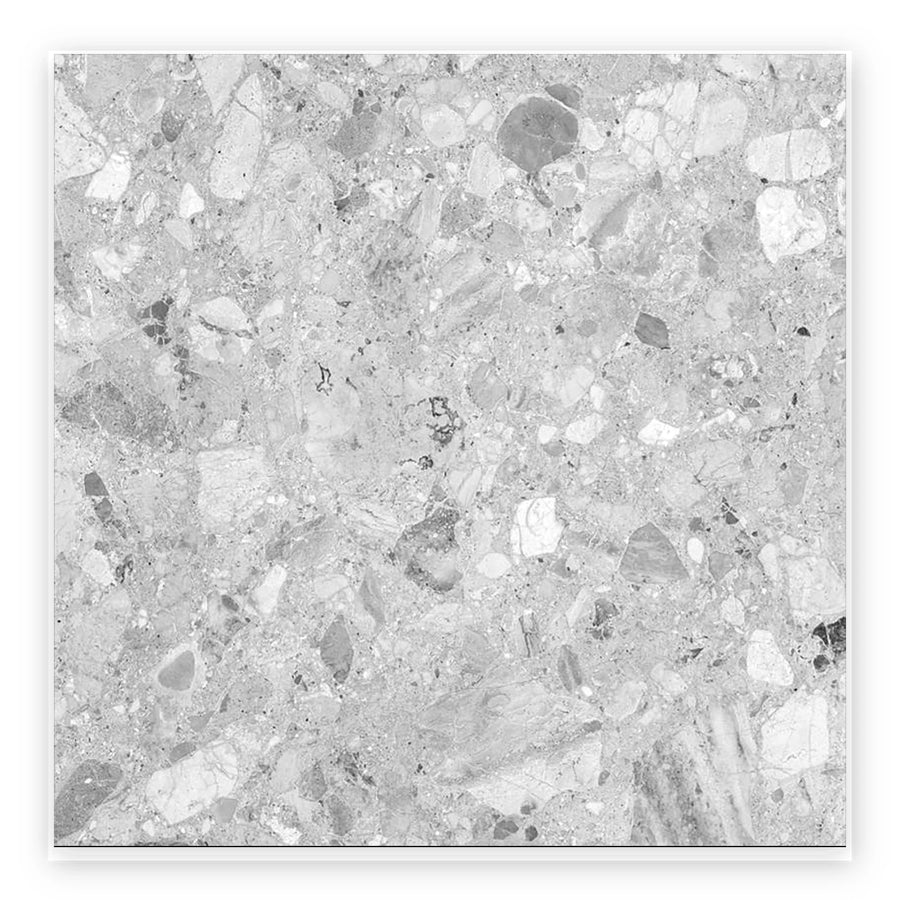 Haven Grey Terrazzo-Look Tile shown on a white background